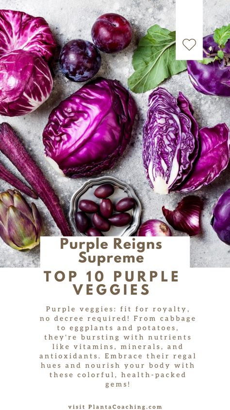 Purple veggies: they're the crown jewels of nutrition! No need to wait for a royal decree, you can easily snag these regal delights at your local market. From purple cabbage that's a vibrant party on your plate to eggplants that rock a purple cape of antioxidants, learn more about purple veggies and why you need them on your plate. Purple Veggies, Vegan Eggplant Parmesan, Purple Kale, Purple Vegetables, Purple Beans, Purple Cauliflower, Purple Cape, The Crown Jewels, Eggplant Dishes