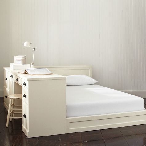 Bed With Desk Attached - Ideas on Foter Kids Bedroom Space, Loft Bed Desk, Cool Loft Beds, Girls Loft Bed, Wooden Bunk Beds, Small Bedroom Decor, Wood Bed Frame, Bed Desk, Bed Wall