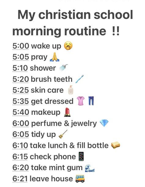 Morning Routine For School 5:30 To 6:30, 5:40 Am Morning Routine, Morning Routine Leave At 6:30, Perfect Christian Morning Routine, Productive Morning Routine 5 Am, Morning Routine For Highschool, Middle School Morning Routine 5am, Christian Morning Routine For School, 5 Am School Morning Routine Aesthetic