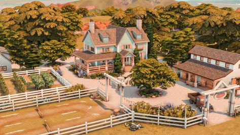 Check out the video tour in my YouTube channel 🤗 Sims 4 Horse Ranch House Layout, Sims 4 Stable Cc, Sims 4 Chestnut Ridge, Sims 4 Horse Ranch House, Horse Ranch Layout, Sims 4 Horse Ranch Build, Horse Ranch Sims 4, Sims Farmhouse, Sims 4 Ranch House