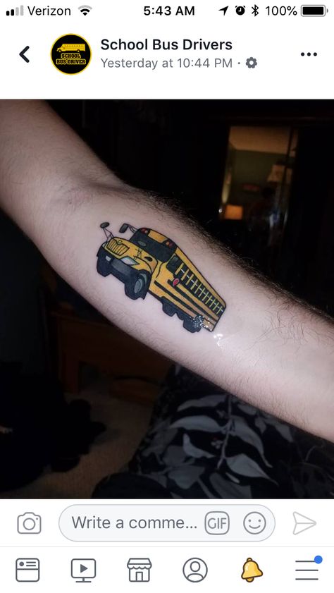 School Bus Tattoo Ideas, School Bus Tattoo, Bus Tattoo, Grandpa Tattoo, Babymoon Photos, Baby Driver, Car Tattoos, School Bus Driver, Bus Driver