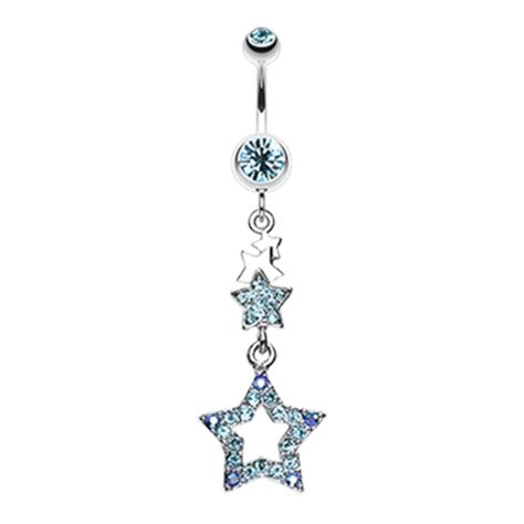 PRICES MAY VARY. STYLE: CZ Crystal Layered Star Sparkling Dangling Belly Button Ring MATERIAL: stainless steel and cubic zirconia crystals GAUGE/BAR THICKNESS: 14GA (1.6mm) BARBELL LENGTH: 3/8" (10mm) Cute Belly Rings, Bellybutton Piercings, Belly Button Piercing Jewelry, Belly Piercing Jewelry, Belly Button Jewelry, Navel Jewelry, Dangle Belly Rings, Belly Jewelry, Navel Piercing