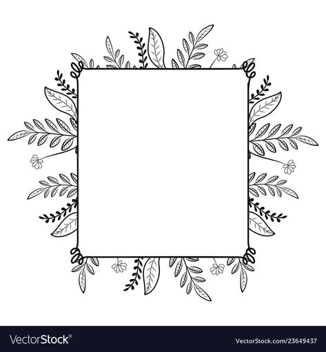 Embroidery Square Frame, Flower Frame Embroidery, Square Cartoon, Square Wreath, Easy Flower Drawings, Embroidery Hoop Art Diy, Wreath Illustration, Bond Paper Design, Bullet Journal Ideas Templates