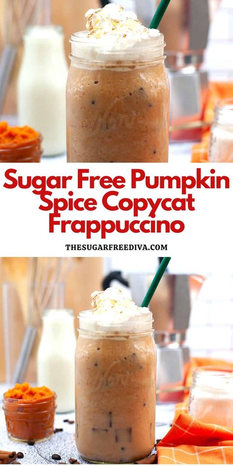 Sugar Free Pumpkin Spice Syrup, Sugar Free Coffee Recipes, Sugar Free Coffee Drinks, Sugar Free Frappuccino Recipe, Sugar Free Pumpkin Spice Latte, Pumpkin Spice Smoothie Recipe, Sugar Free Starbucks Drinks, Pumpkin Frappuccino, Keto Beverages