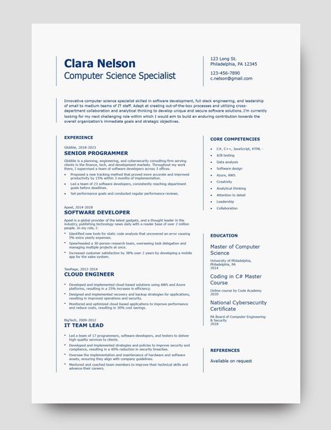 Computer Science Resume Template Computer Science Resume, Resume Template Aesthetic, Resume Summary Statement, Resume Summary Examples, Ms Word Template, Resume No Experience, Resume Objective Examples, Study Hacks, Resume Summary