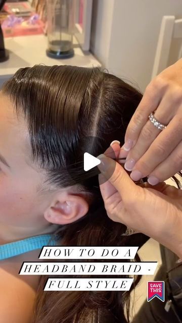 Claire Kent on Instagram: "This video got 3.8 Million views on insta when I last posted it. Here it is for anyone who didn’t see it the first time - How to do a Headband Braid filmed at different angles from the start right through to the end. This uses a lace braid technique. Save and follow along so you can master it 🩷  .  . . .  #schoolhairstyles #trenzastyle #schoolhair #headbandbraid #lacebraid #braidtutorial #tranças #partyhair #hairstylesforgirls #peinados #hairtutorial #hairreels #halfuphalfdownhairstyle #hairvideo #girlshairstyles #nagô #braidsforgirls #braidsofinstagram #hairideas #hairtutorial #hairtutorials #braidstyles #braidedhairstyles #braidideas #penteados #peinadosparaniñas #braidinspo #trenza" Hair Headband Braid, Halo Braid With Weave, Half Head Braids, Braided Halo Hairstyle, Braid Headband Tutorial, How To Make Braids, Headband Braid, Head Braid, Braided Headband Hairstyle