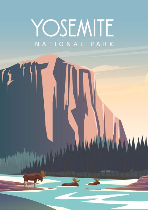 Modern Travel Poster, Illustrations Ideas, Yosemite Trip, Sign Inspiration, Freddy Mercury, Lovely Places, Poster Illustration, California National Parks, Black Framed Wall Art