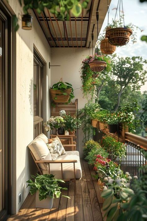 Balkon Design Ideas, Balconies With Plants, Garden Balcony Ideas Small Spaces, Gardening Ideas In Balcony, Balcony Color Ideas, Outdoor Balcony Plants, Balcony Plants Ideas, Plants In Balcony, Apartment Balcony Garden Ideas