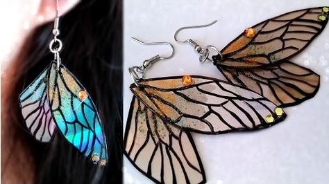 Fairy Wings Earrings, Cd Recycle, Diy Papillon, Cd Crafts Diy, Diy Fairy Wings, Recycled Cds, Cd Diy, Free Jewellery Making Tutorials, Wings Earrings