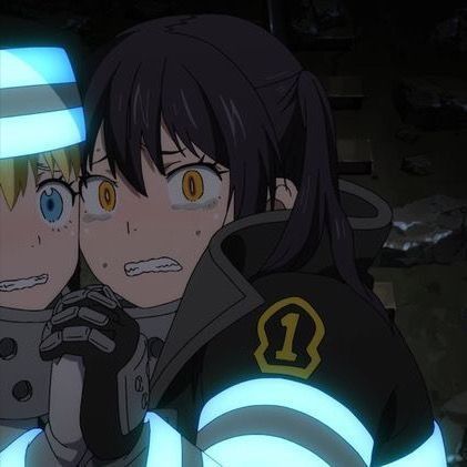 animanga: fire force Tamaki Fire Force, Maki Oze, Matching Anime Icons, Cute Matching Pfps, Black Rock Shooter, Matching Anime, S Icon, Cute Matching, Fire Force