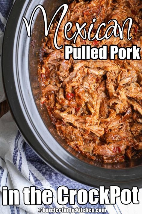 Slow Cooker Mexican Pulled Pork Crock Pot Pulled Pork Tacos, Crockpot Pork Shoulder, Mexican Pulled Pork Recipe, Mexican Pork Recipes, Pork Loin Crock Pot Recipes, Pork Roast Crock Pot Recipes, Shredded Pork Recipes, The Best Pulled Pork, Best Pulled Pork