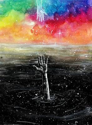 Help Me, The Sky, Rainbow, Stars, Water, Art