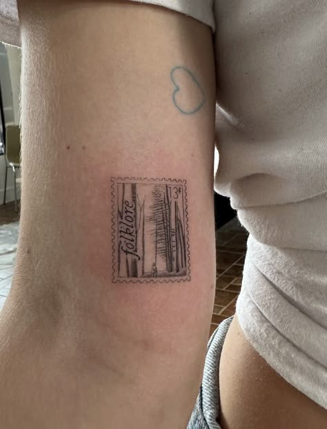 Taylor Swift Stamp Tattoo, Folklore Taylor Swift Tattoo, Taylor Swift Album Aesthetic, Folklore Taylor Swift, Taylor Swift Taylor Swift, Small Girly Tattoos, Taylor Swift Tattoo, Taylor Swift Folklore, Album Aesthetic