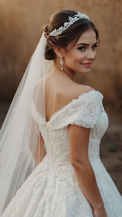 Discover stunning wedding hairstyles with veil ideas for your special day From elegant vintage updos to tiara crowns buns Korean curls and simple ponytails find the perfect hair down vintage updo tiara crown bun Korean curly simple ponytail bob long or short style that complements your bridal look Wedding Head Dress For Short Hair, Wedding Hairstyles With Headband Updo, Soft Chignon Wedding Hair, Bridal Bun With Tiara, Bridal Updo With Headband And Veil, Bride Updo With Headband, Wedding Hairstyle Tiara, Wedding Hair Updo With Veil And Tiara, Updo Wedding With Veil