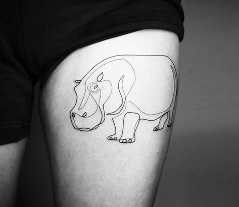 Simple Hippo Tattoo, Hippo Tattoo Cute, Simple Rhino Tattoo, Hippo Outline Tattoo, Hippopotamus Tattoo, Kiwi Animal, Hippo Embroidery Pattern, Hippo Tattoo, Brother Tattoo