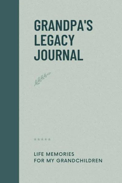 Inside the pages of this gift, you will find many prompts organized into chapters that reflect the various stages of Grandpa's life. Life Story Journal, Legacy Journal, Story Journal, My Favourite Teacher, Vacation Memories, Family Keepsakes, Guided Journal, First Job, Great Life