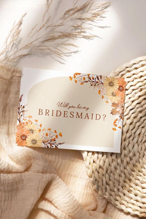 Autumn Floral Design Bridesmaid Proposal Card Template, Instant Digital Download, Fully Editable, DIY Printable par LAtelierDeBline sur Etsy Bridesmaid Card Proposal, Bridesmaid Proposal Card, Bridesmaid Card, Bridesmaid Proposal Cards, Stand By You, Bridesmaid Cards, Beautiful Autumn, Will You Be My Bridesmaid, Diy Printable