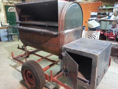 275 Fuel Oil Tank Reverse Flow Smoker Build, My | Smoking Meat Forums - The Best Barbecue Discussion Forum On Earth! Portable Fire Pit Ideas, Oil Drum Bbq, Reverse Flow Smoker, Build A Smoker, Smoker Build, Custom Smokers, Pig Roaster, Custom Bbq Smokers, Bbq Smoker Trailer