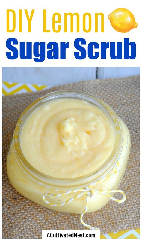 Scrub Homemade, Lemon Scrub, Diy Body Scrub Recipes, Diy Sugar Scrub Recipe, Lemon Sugar Scrub, Salt Crystals, Body Scrub Recipe, Sugar Scrub Homemade, Homemade Scrub