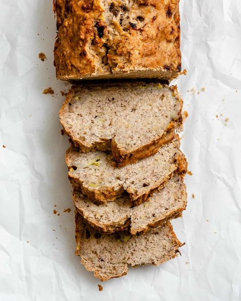 This Easy Vegan Banana Bread (With Applesauce) is such a great recipe for bakers of all types! It's simple to make, uses simple pantry staples, and comes out so sweet and delicious - perfect for breakfast, as a snack, or dessert! #plantbasedonabudget #banana #bread Bread With Applesauce, Easy Vegan Banana Bread, Banana Bread With Applesauce, Vegan Banana Bread Easy, Vegan Banana Bread Recipe, Vegan Bread Recipe, Simple Pantry, Vegan Muffins, Vegan Banana Bread