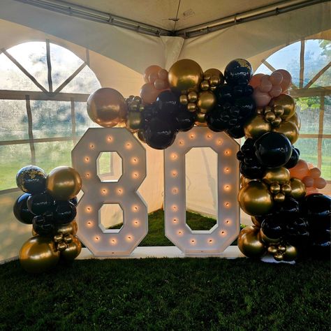 It was a special weekend that deserved a special celebration 🍾 Happy Birthday 🎉 #marqueenumbers #balloondecore #balloongarland #80thbirthday #outsidesetup #blackandgoldballoons #tuftexballoons #kalisangold ❤️ @tuftexballoons will always be my favorite outside balloons 🎈 Black And Gold Balloons, Balloon Display, 80th Birthday, Balloon Garland, Birthday Balloons, Always Be, Balloons, My Favorite, Happy Birthday