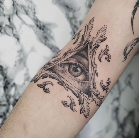 296 Likes, 5 Comments - HoN Studios Toronto 🇨🇦 (@hontattoostudio) on Instagram: “Your eyes are a reflection of your spirit 👁  All seeing eye with filigree in the elbow ditch done…” Eye Elbow Tattoo Men, The Eye Of Providence Tattoo, All Seeing Eye Tattoo Hand, Illumaniti Eye Tattoo, Elbow Ditch Tattoo, Eye Of Providence Hand Tattoo, Providence Tattoo, Eye Of Providence, Elbow Tattoos