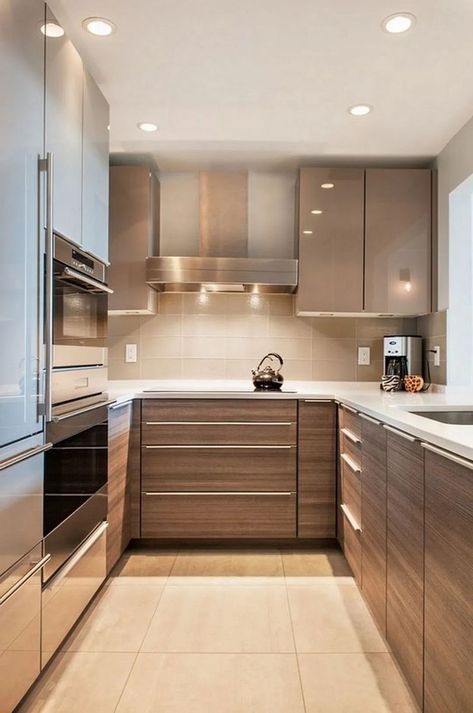 Hiasan Dalaman Dapur, Dapur Moden, Vstupná Hala, Small Modern Kitchens, Kitchen Ikea, Interior Boho, Kabinet Dapur, Modern Kitchen Cabinet Design, Minimalist Kitchen Design