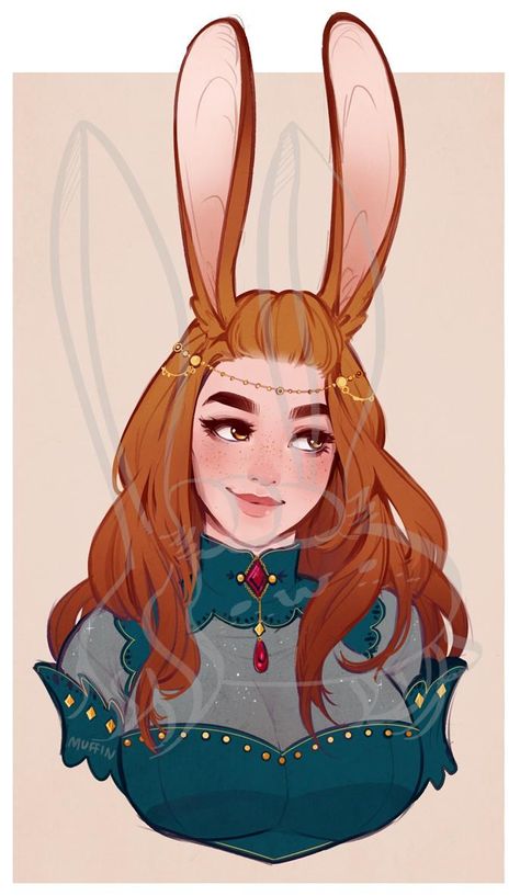 Characters With Animal Ears, Rabbit Hybrid Art, Female Rabbit Character, Bunny Ears Character Design, Rabbit Ears Reference, Bunny Characters Design, Bunny Oc Female, Rabbit People Art, Rabbit Ears Drawing Reference