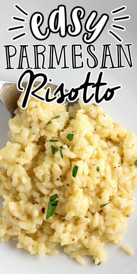 Parmesan Risotto Recipe. Creamy Parmesan Risotto is an easy to make Risotto Recipe that is the perfect side dish for dinner. This creamy risotto tastes just like what you get at a restaurant but easy enough to make at home. Rizoto Recipe Risotto, Rosoto Recipes, Risotto Recipes Parmesan, Easy Parmesan Risotto, Chicken Risotto Recipe, Risotto Parmesan, Easy Risotto, Risotto Recipes Easy, Salty Recipes