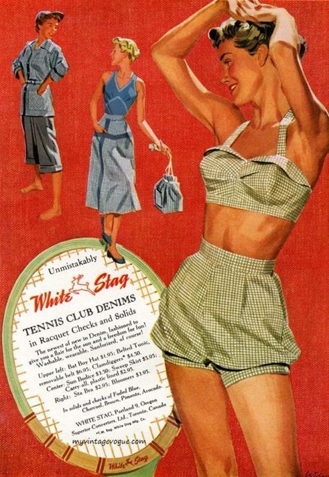 Vintage Bathing Suit Patterns, 50s Aesthetic, Vintage Summer Fashion, 1950’s Fashion, Fits Aesthetic, Tennis Club, Fashion 1950s, Vintage Clothes Women, Retro Advertising