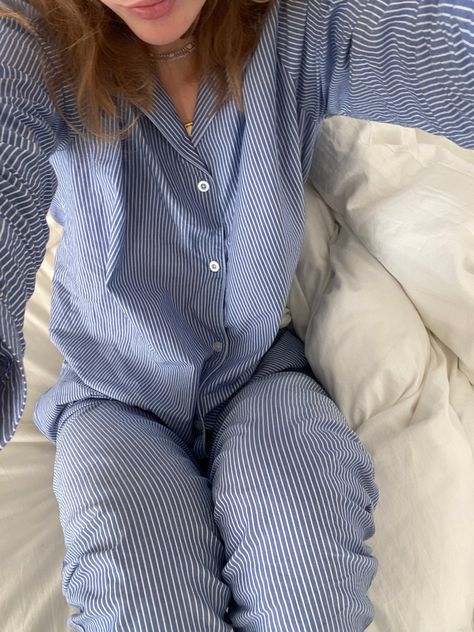 Gingham Pyjamas, Striped Pjs, Statement Glasses, Paige Lorenze, Blue Feeds, Nighttime Outfits, Costal Granddaughter, Cosy Aesthetic, Pajamas Aesthetic