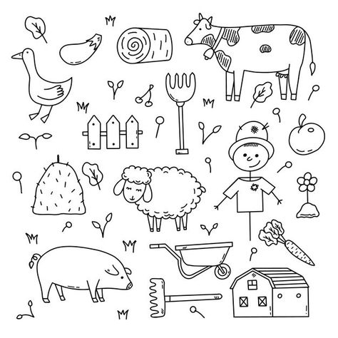 Farm Animals Line Drawings Vectors, Photos and PSD files | Free Download Farm Tattoo, Animal Line Drawings, Kids Youtube Channel, Vintage Tattoos, Language Journal, Animal Doodles, Vintage Tattoo, Window Art, Vector Hand