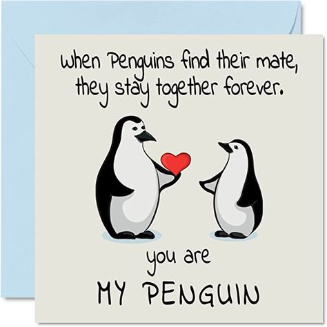 Penguin Valentines, Romantic Birthday Cards, Anniversary Cards For Wife, Romantic Birthday, Anniversary Greeting Cards, Anniversary Greetings, Husband Valentine, Romantic Anniversary, Valentines Greetings