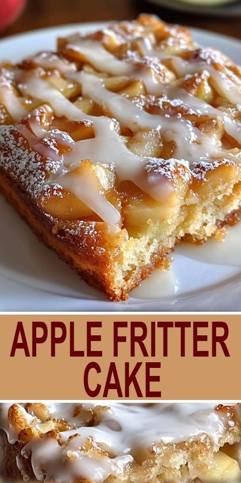 Bakery At Home, Hummingbird Bread Recipe, Fresh Apple Recipes, Easy Apple Fritters Recipe, Apple Fritter Cake, Baked Apple Fritters, Moist Apple Cake, Cake With Cinnamon, Cinnamon Glaze