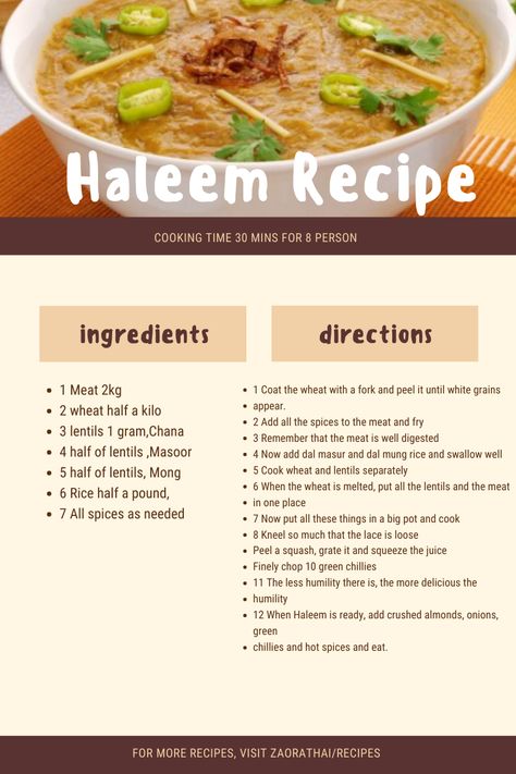 Haleem Recipe cooking time 30 mins for 8 person Beef Haleem Recipe, Haleem Recipe, Desi Recipes, Lentils, Cooking Time, Wheat, Desi, Watercolor Paintings, Cooking Recipes