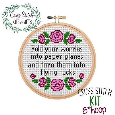 Rude Cross Stitch, Birthday Embroidery, Cabin Crafts, Diy Quotes, Funny Cross Stitch Patterns, Paper Planes, Diy Embroidery Patterns, Cross Stitch Love, Completed Cross Stitch