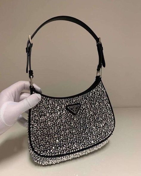 Black Prada Bag, Trending Bags, Prada Purse, Sparkly Bag, Prada Purses, Luxury Bags Collection, Fendi Bag, Aesthetic Bags, Bag Prada