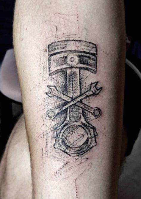 Wrench Tattoo, Piston Tattoo, Engine Tattoo, Car Mechanics, Rock Border, Cup Tattoo, Mechanic Tattoo, Bike Tattoos, Web Tattoo