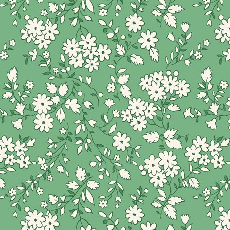 1930s Patterns, Pattern Design Inspiration, Quilt Material, Floral Prints Pattern, Flowers Green, Embroidery Supplies, Walk In The Park, Quilting Supplies, Simple Flowers