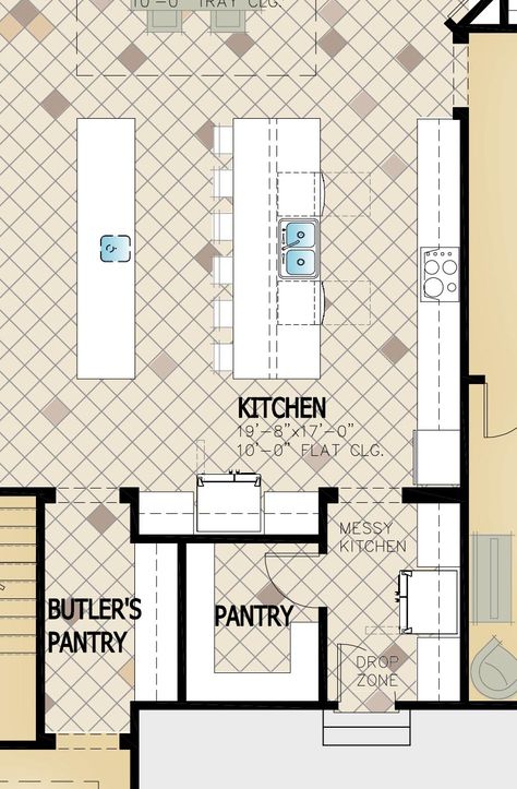 From IBS 2020: Move-Up and Luxury Kitchens and Baths - Housing Design Matters Kitchen With Pantry Floor Plan, 2 Kitchen Islands Layout Floor Plans, Kitchen With Mudroom Entry Layout, Luxury Kitchen Floor Plans, Large Kitchen Blueprint, Kitchen And Pantry Floor Plans, Kitchen Pantry Floor Plan Layout, Long Kitchen Floor Plans, Kitchen Layout Ideas With Island And Butlers Pantry