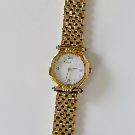 Vintage Dior Round Watch will be available at 5pm pacific time! Dior Watch, Golden Watch, Round Watch, Dior Vintage, Vintage Dior, Dior, Couture, Gold, Quick Saves