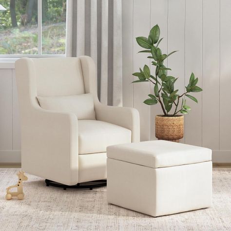 Nursery swivel chair, boy nursery chair, girl nursery chair, chair for nursery, Cream chair, Chair with ottoman, Storage ottoman and chair, Beige Chair for nursery Nursery Rocking Chair Glider, Glider Rocking Chair, Glider And Ottoman, Nursery Glider, Improve Indoor Air Quality, Swivel Glider, Upholstered Storage, Stain Resistant Fabric, Gray Linen