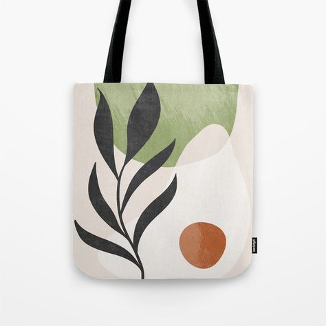 Creative Tote Bag, Handpainted Tote Bags, Plant Bags, Minimal Abstract Art, Painted Tote, Denim Handbags, Plant Tree, Minimal Abstract, Cute Tote Bags