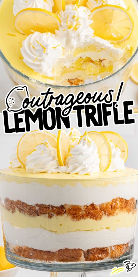 Small Trifle Recipes, Tropical Trifle, Lemon Blueberry Trifle, Lemon Trifle, Lemon Angel Food Cake, Trifle Dessert Recipes, Bake Sweets, Bbq Salads, Layered Dessert