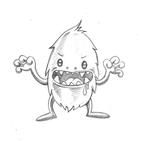 Weird Monster Drawings, Funny Monster Drawings, Cartoon Monsters Drawing Sketches, Monster Sketch Easy, Cute Creatures Drawing Monsters, Monster Sketch Scary Easy, How To Draw A Monster, Monsters To Draw, Monster Drawing Sketches