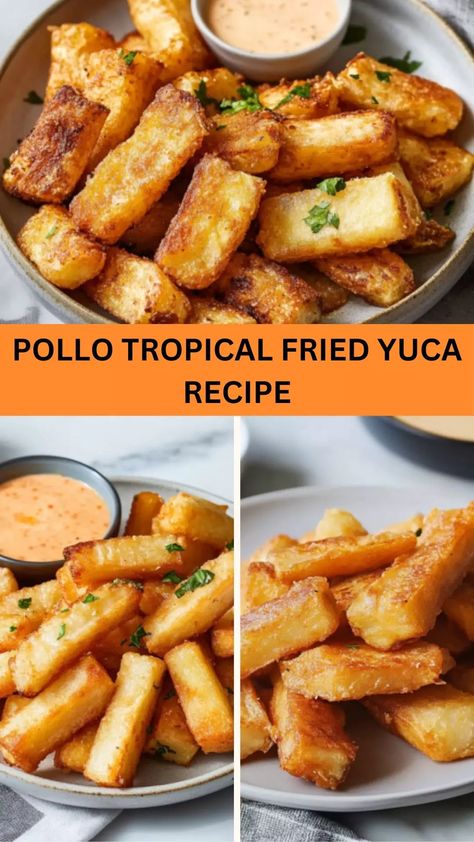 Enjoy the Pollo Tropical fried yuca recipe for crispy, golden bites that are a perfect side dish or snack. Irresistibly delicious and easy to make! Yuca Air Fryer, Fried Yuca Fries, Fried Yucca Recipe, Yucca Root Recipes, Yuka Recipe, Yucca Recipe, Fried Yuca, Yuca Recipes, Yucca Fries