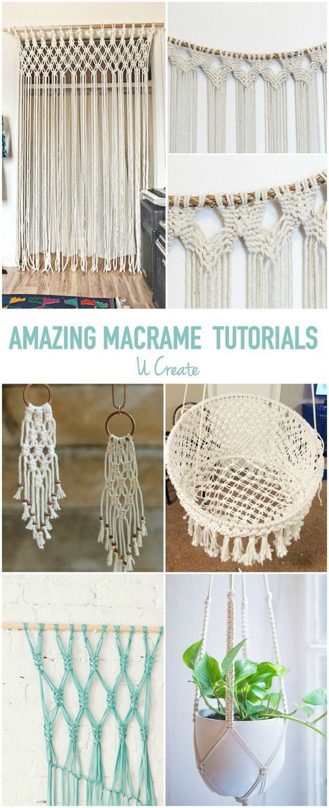 Amazing Macrame Tutorials                                                                                                                                                     More Art Curtains, Macrame Curtains, Art Macramé, Hantverk Diy, Tutorial Macramé, Macrame Tutorials, Macrame Curtain, Macrame Plant Hangers, Macrame Ideas