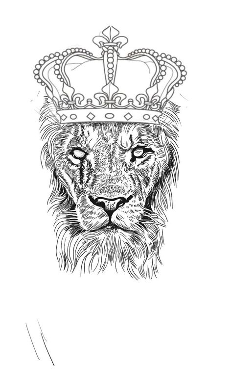 Crown Stencil, Lion Shoulder Tattoo, Lion Stencil, Lion Hand Tattoo, Lion With Crown, Lion Forearm Tattoos, Big Cat Tattoo, Crown Tattoo Design, Bull Tattoos