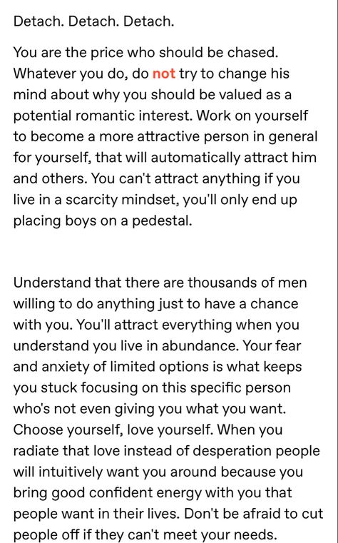 Hypergamy Tips, How To Decenter Men, How To Not Get Attached To A Guy, How To Detach, Laws Of Universe, Law Of Detachment, Healing Journaling, Practicing Self Love, High Value Woman