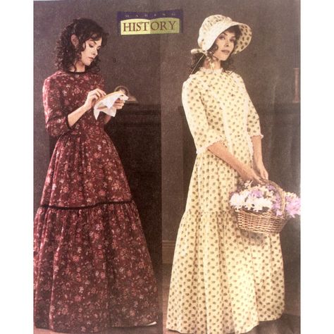 1800s Womens Fashion, Praire Dresses, Pioneer Clothing, Pioneer Dress, Prairie Dresses, Bonnet Pattern, Floor Length Dress, Dress Tutorials, Costume Patterns